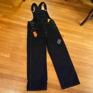 Levi’s Dark Denim Straight Leg Overalls with Patches